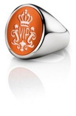 Siegelring signet rings Oval Silber orange weiss